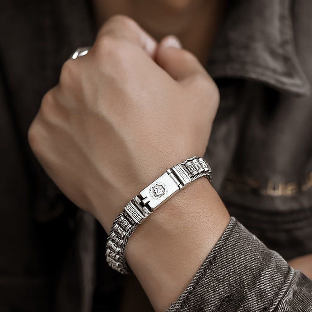 Bracelet Argent Mantra Bouddhiste