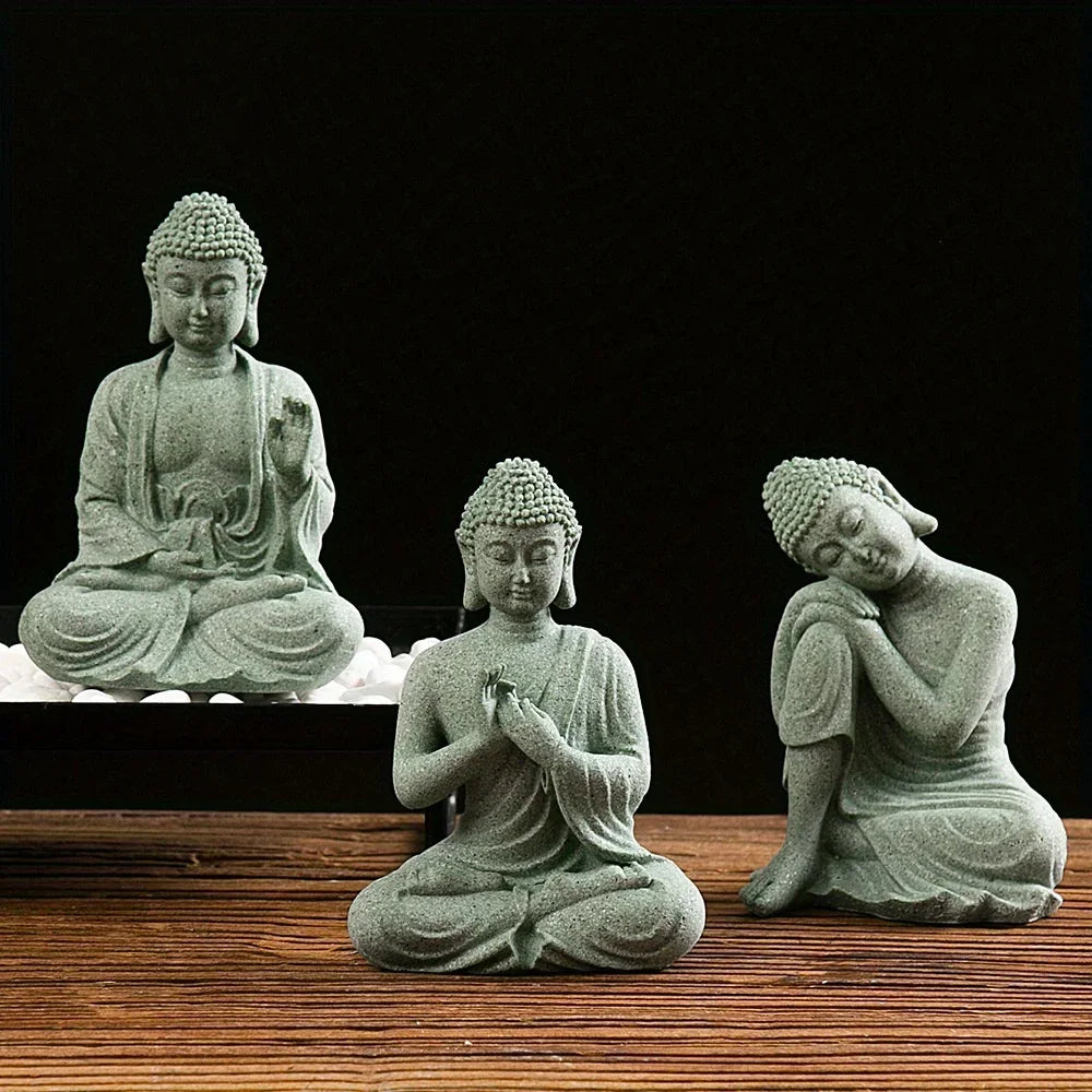 Statuette de Bouddha en Grès Vert