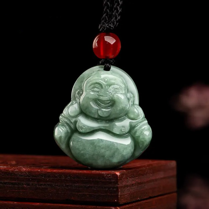 Amulette Bouddha en Jade Vert