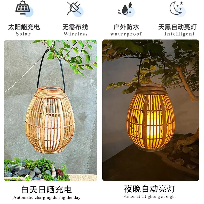 Outdoor Rattan Solar Lantern