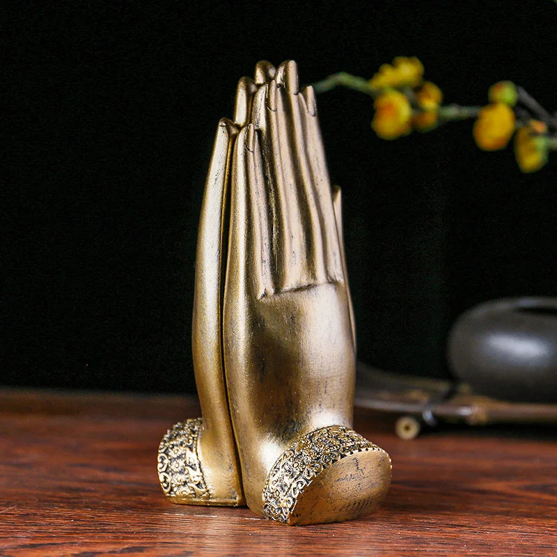 Statue 2 main de Bouddha en résine