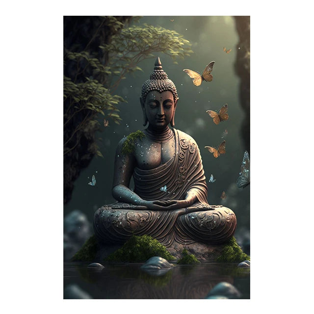 Tableau Bouddha Noir Et Blanc