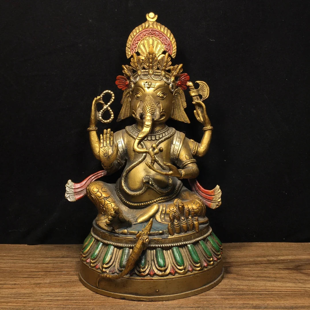 Statue de Ganesh en Cuivre Orné