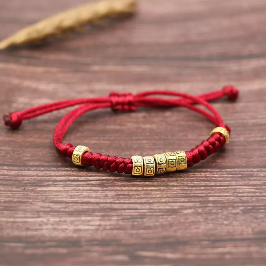 Bracelet Tibetain Rouge Porte Bonheur