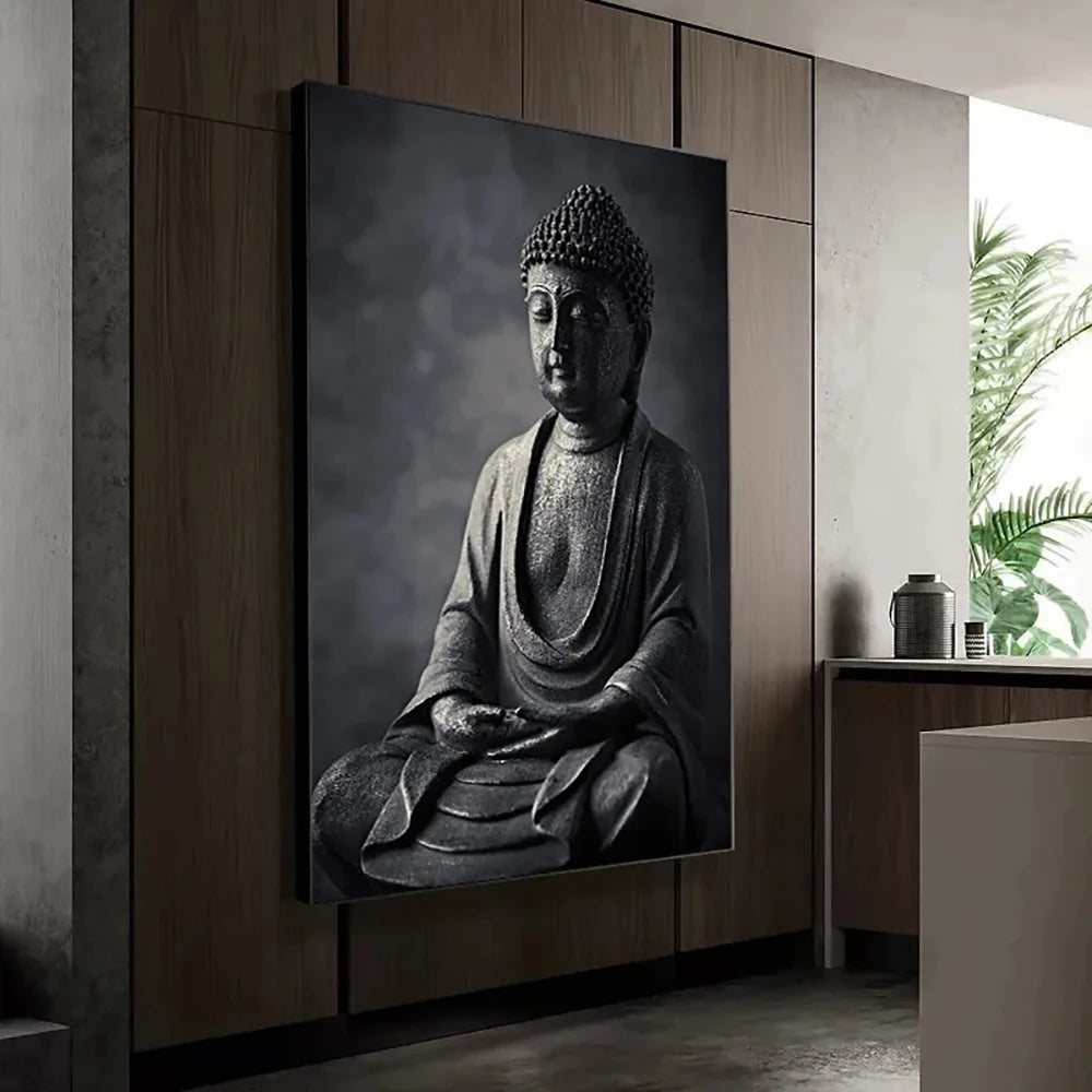 Affiche Murale Bouddha Noir Méditation