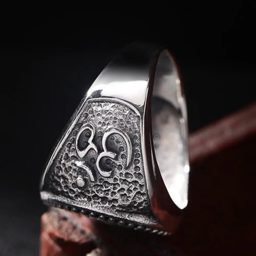 Bague en Argent Homme Bouddhiste Motif Om
