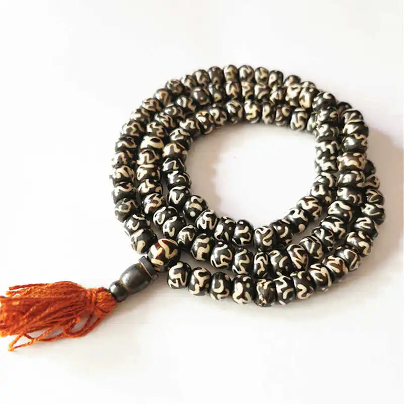 Mala Tibétain 108 Perles en Os de Yak