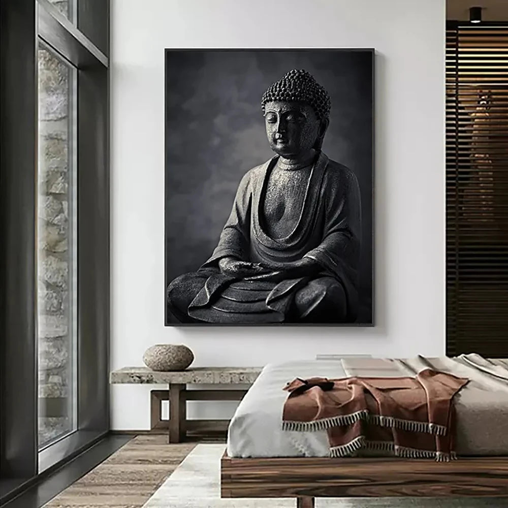 Affiche Murale Bouddha Noir Méditation