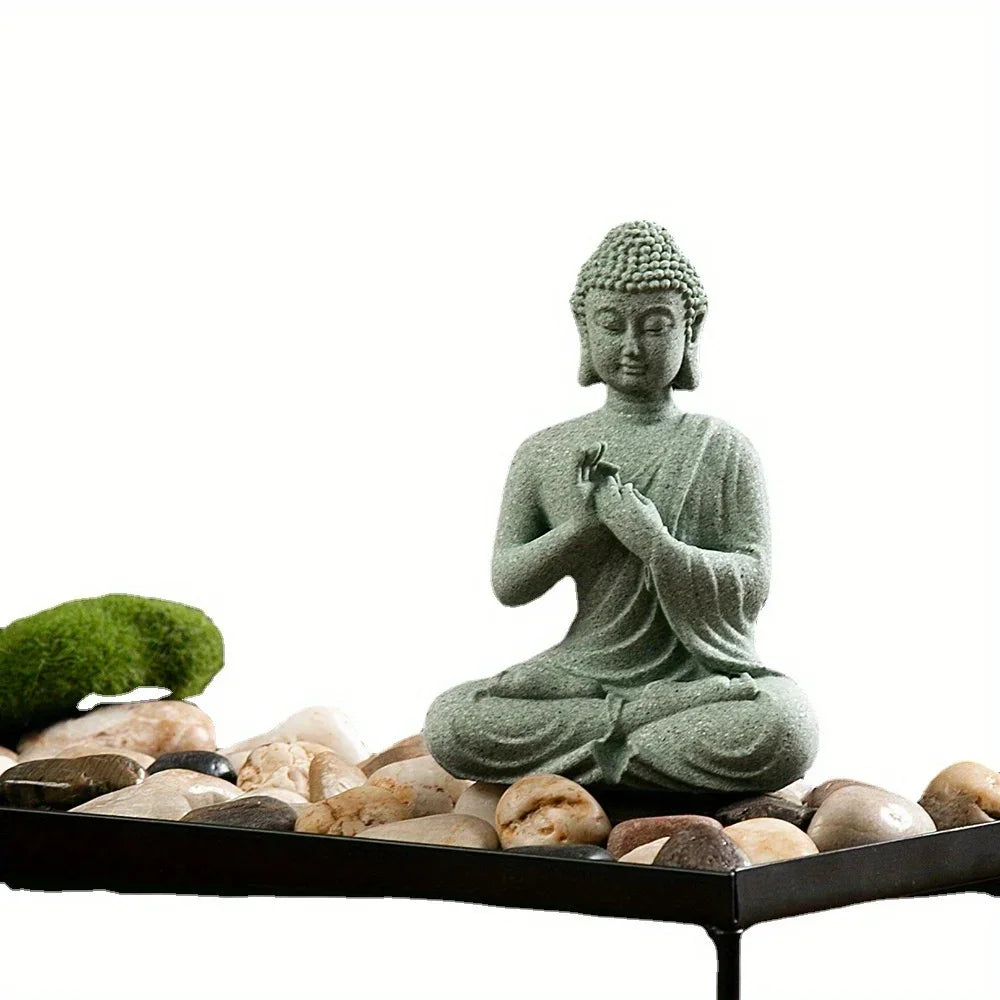 Statuette de Bouddha en Grès Vert