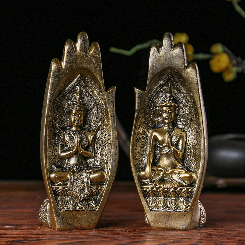 Statue 2 main de Bouddha en résine