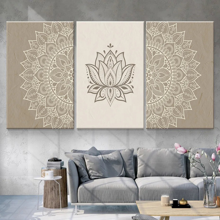 Tableau Fleur de Lotus Beige