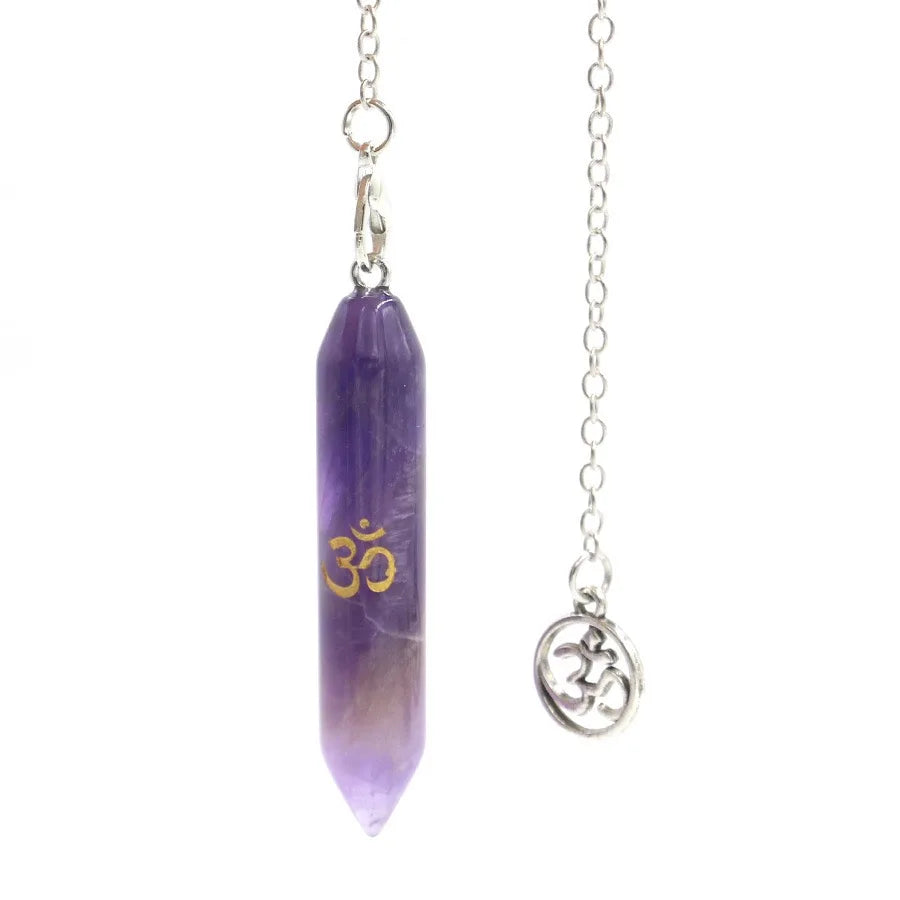 Pendule Divinatoire en Pierre Naturelle avec Symbole OM