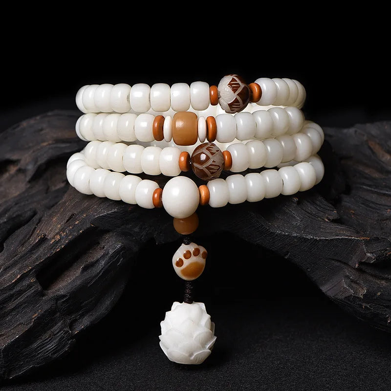Collier Mala Tibétain Blanc