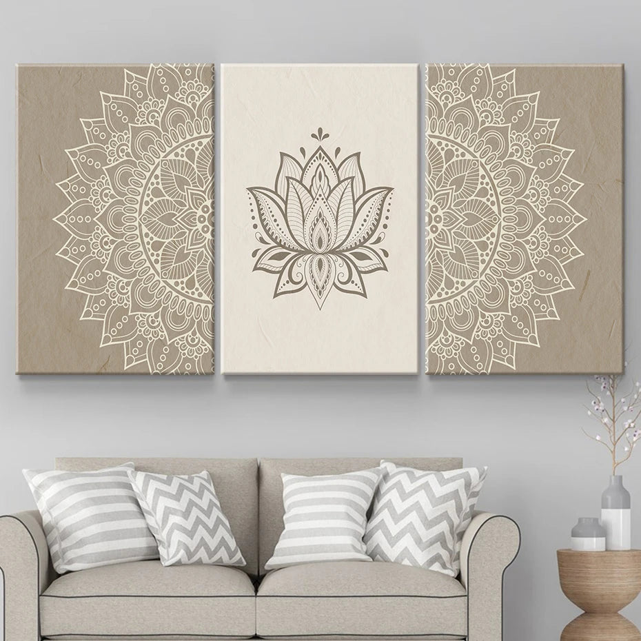 Tableau Fleur de Lotus Beige