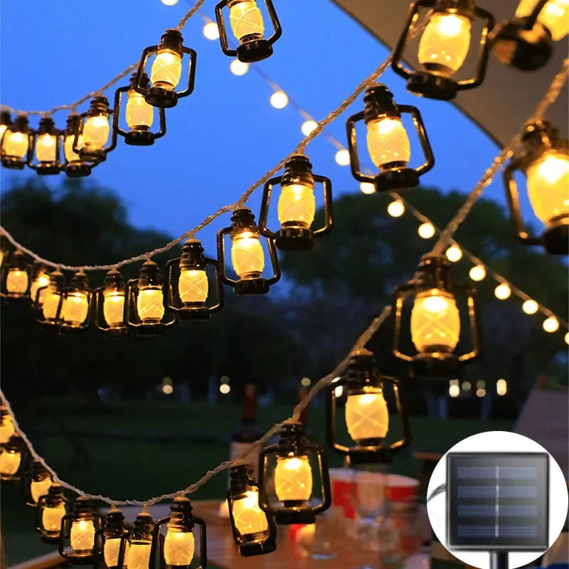 Guirlande Lanterne LED solaire Rustique