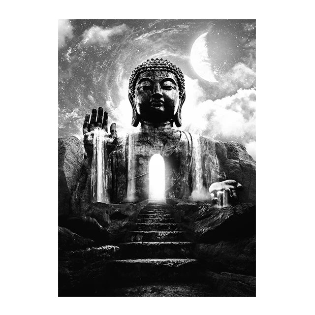 Tableau Bouddha Noir Et Blanc