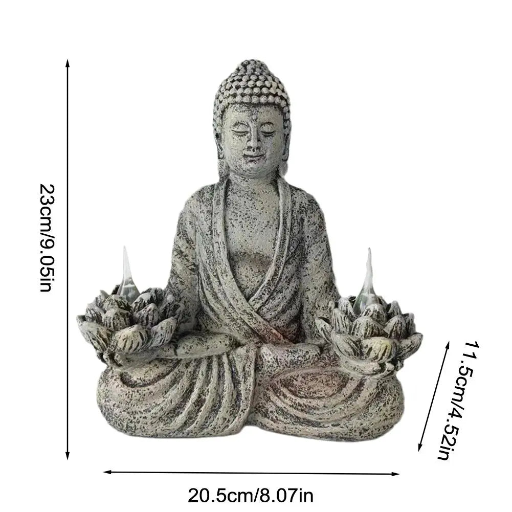 Estatua solar de Buda del jardín zen
