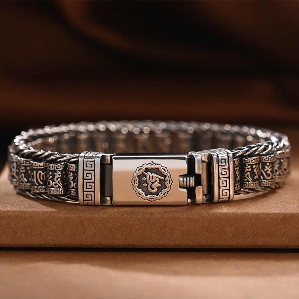 Bracelet Argent Mantra Bouddhiste