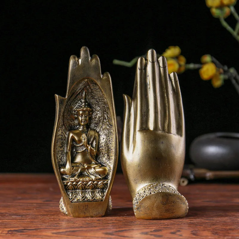 Statue 2 main de Bouddha en résine
