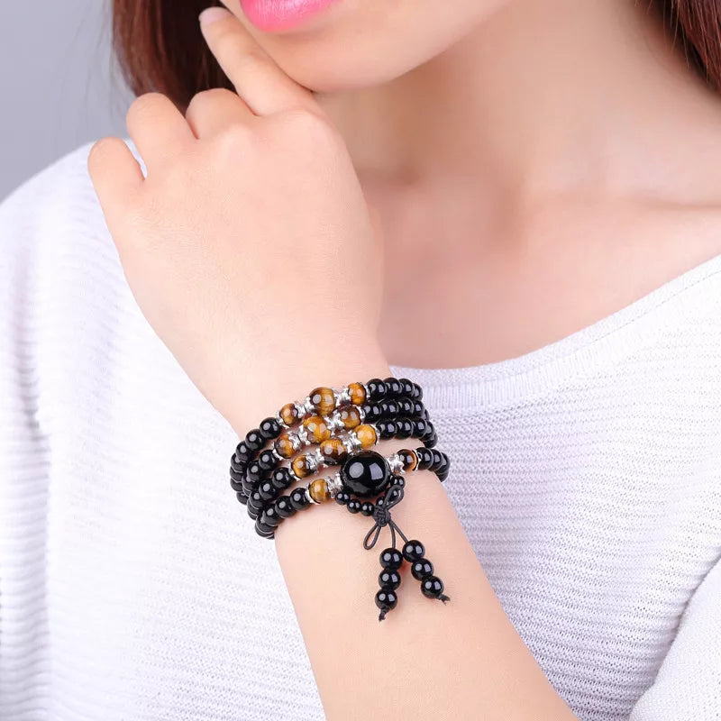 Mala Oeil de Tigre Et Obsidienne Noire