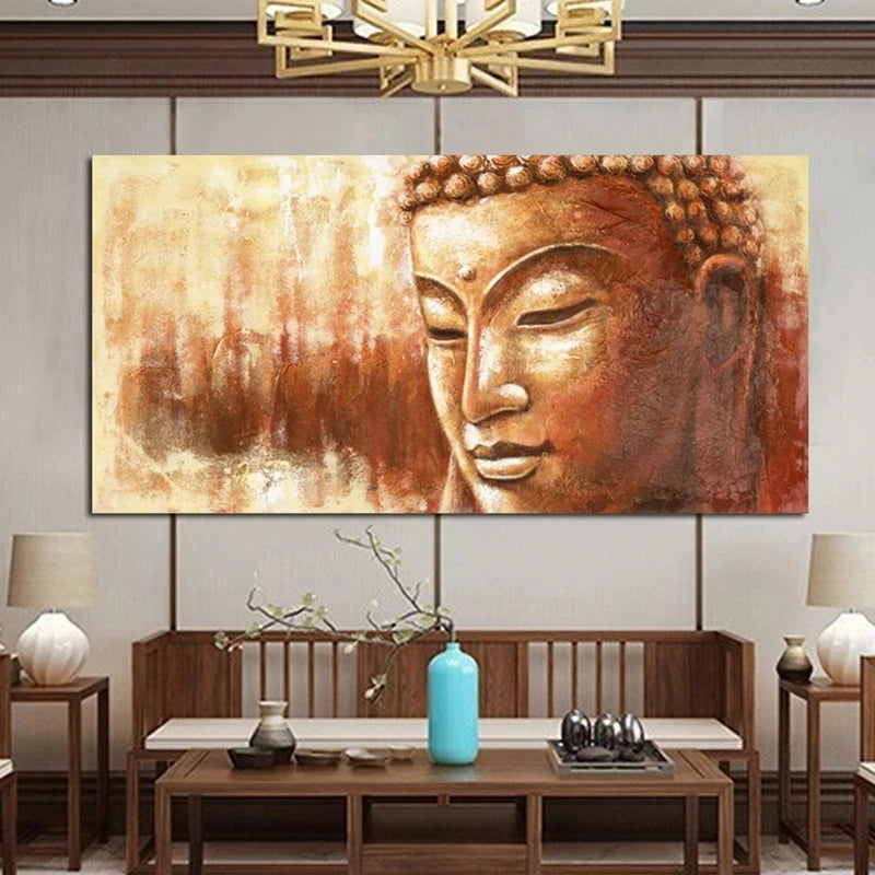 Toile d'Art Bouddha Argenté Texturé
