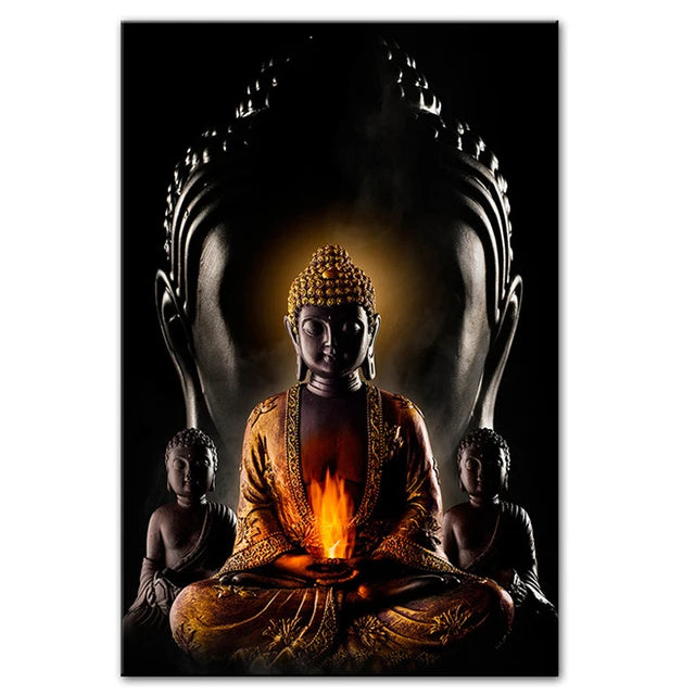 Tableau Bouddha Noir Et Blanc
