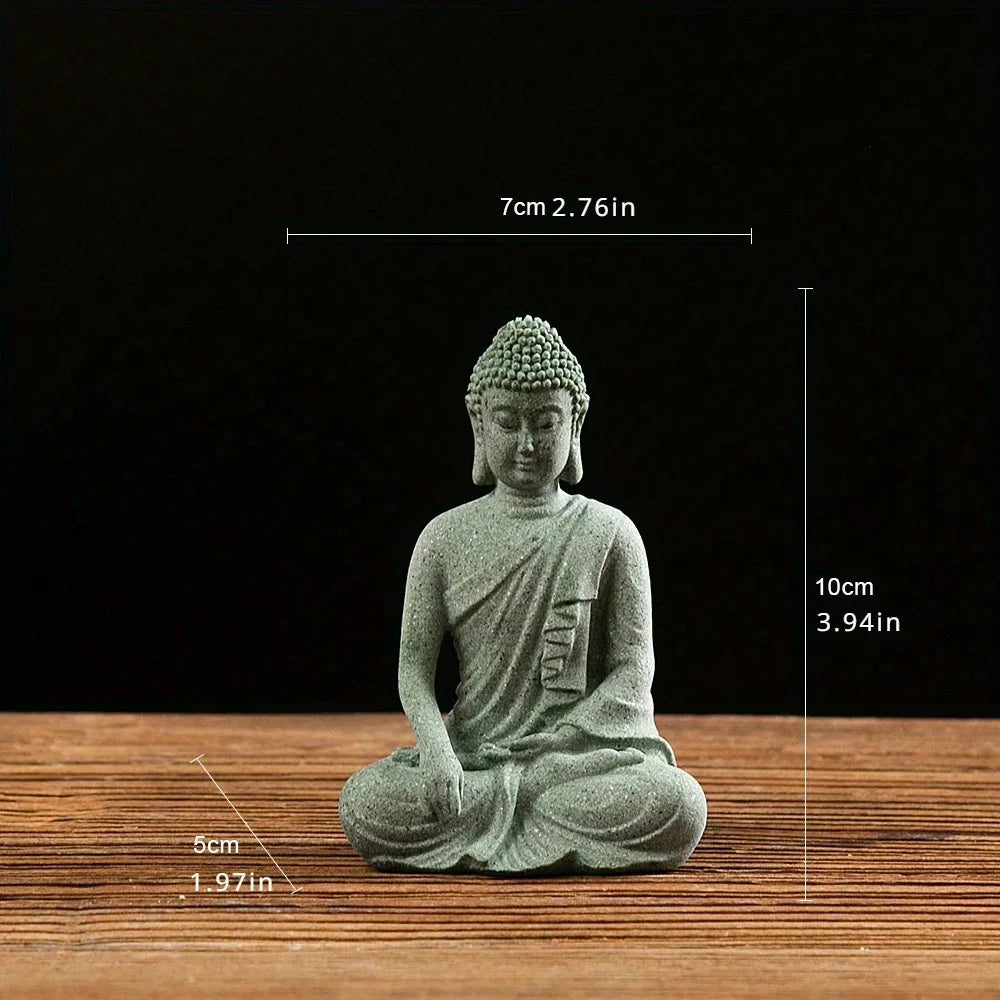 Statuette de Bouddha en Grès Vert