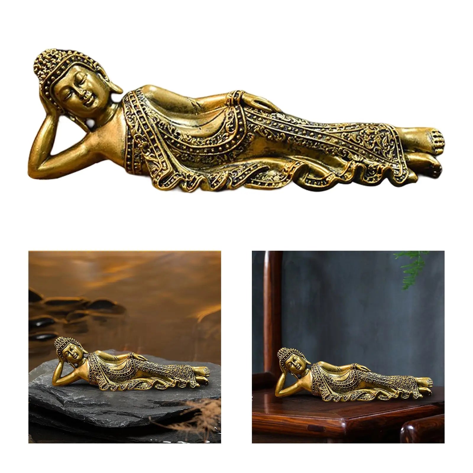 Estatua de Buda reclinado en resina.