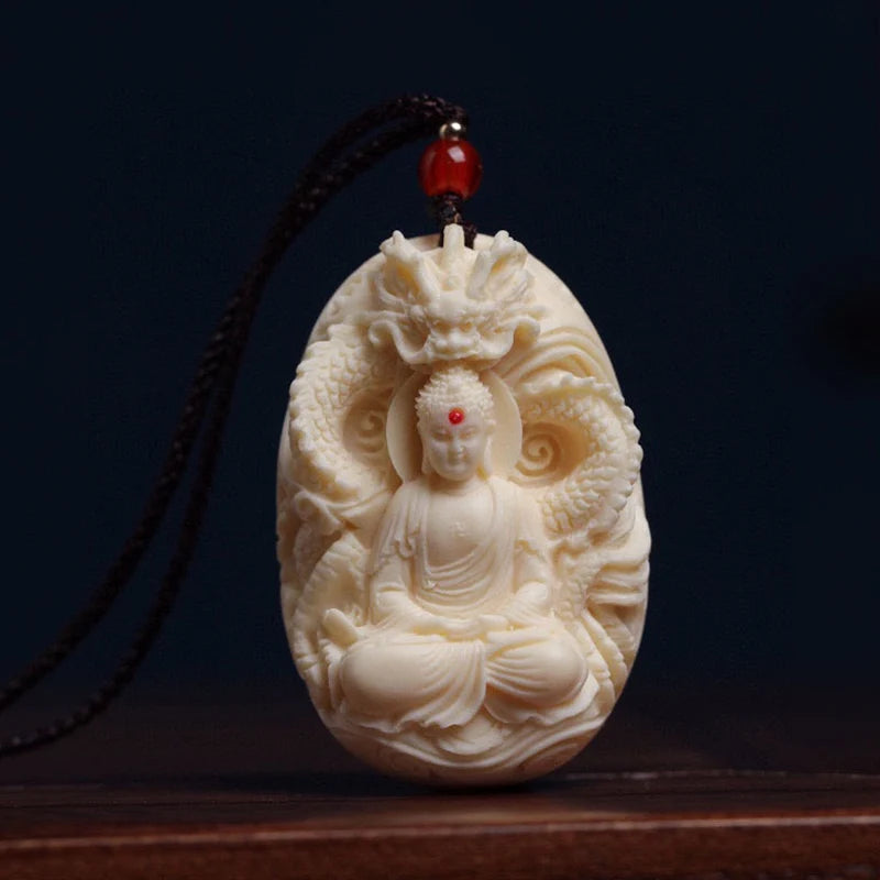 Pendentif Bouddha Dragon Blanc
