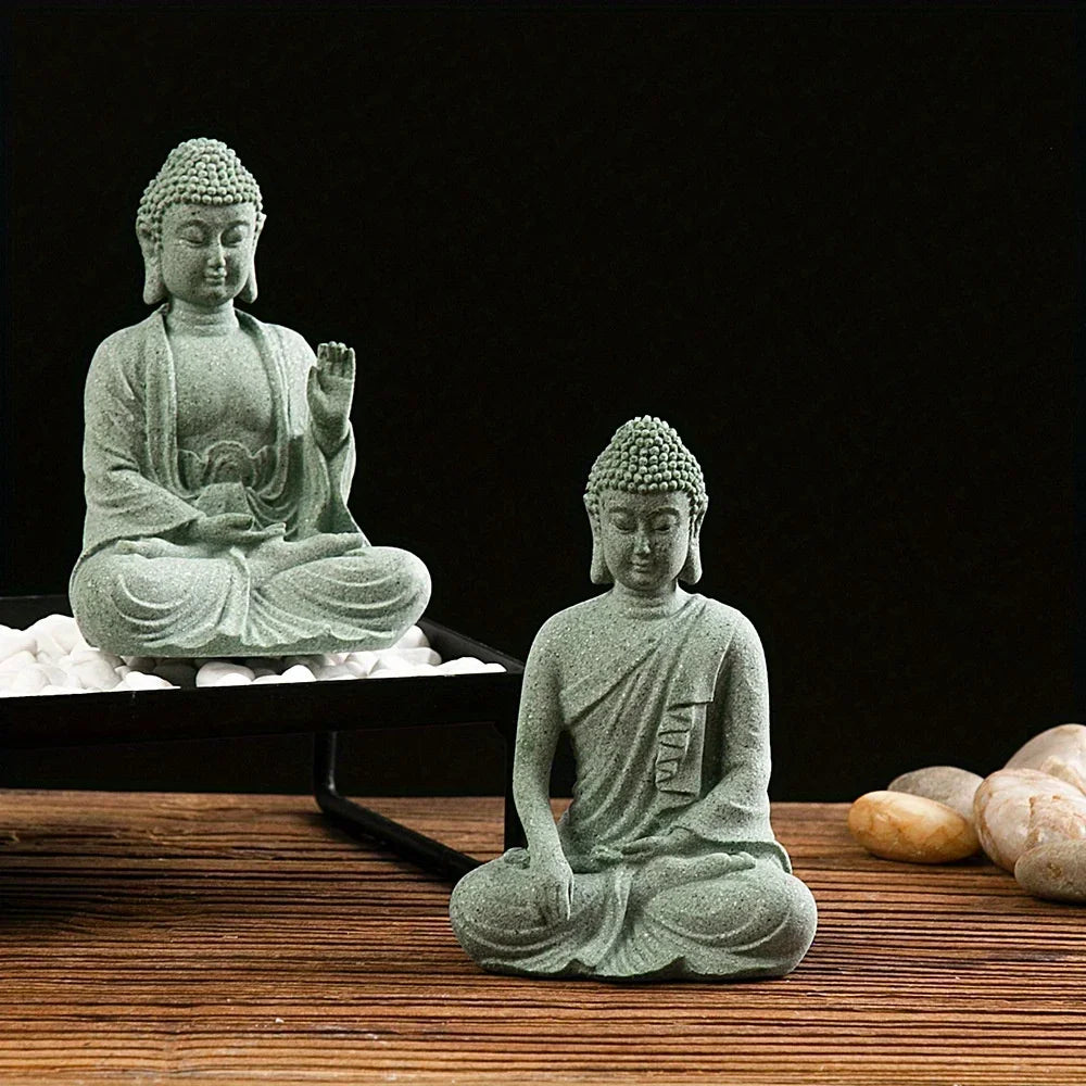 Statuette de Bouddha en Grès Vert