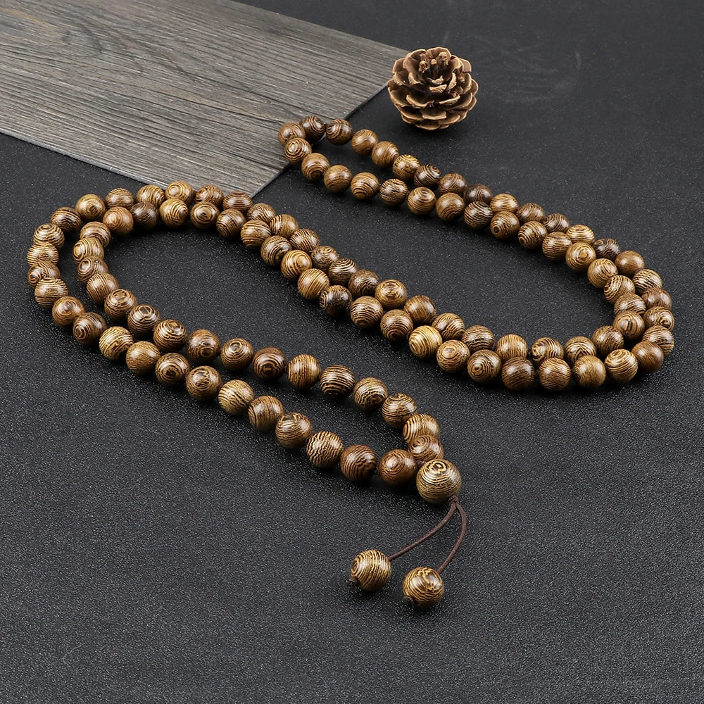 Collier Mala Tibétain Bois