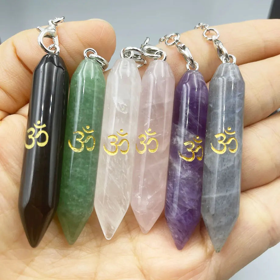 Pendule Divinatoire en Pierre Naturelle avec Symbole OM