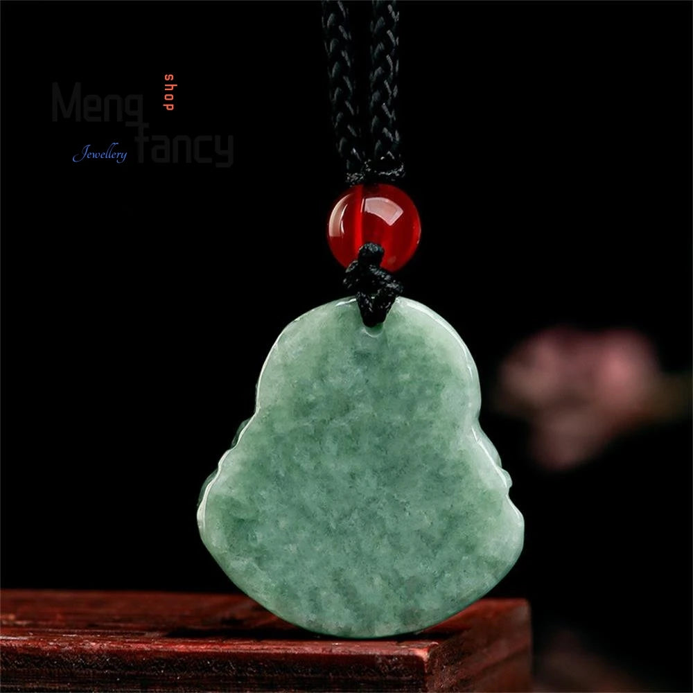 Collier avec pendentif porte-bonheur en jade Bouddha rieur rempli d'or 18 carats de Buddha Stones