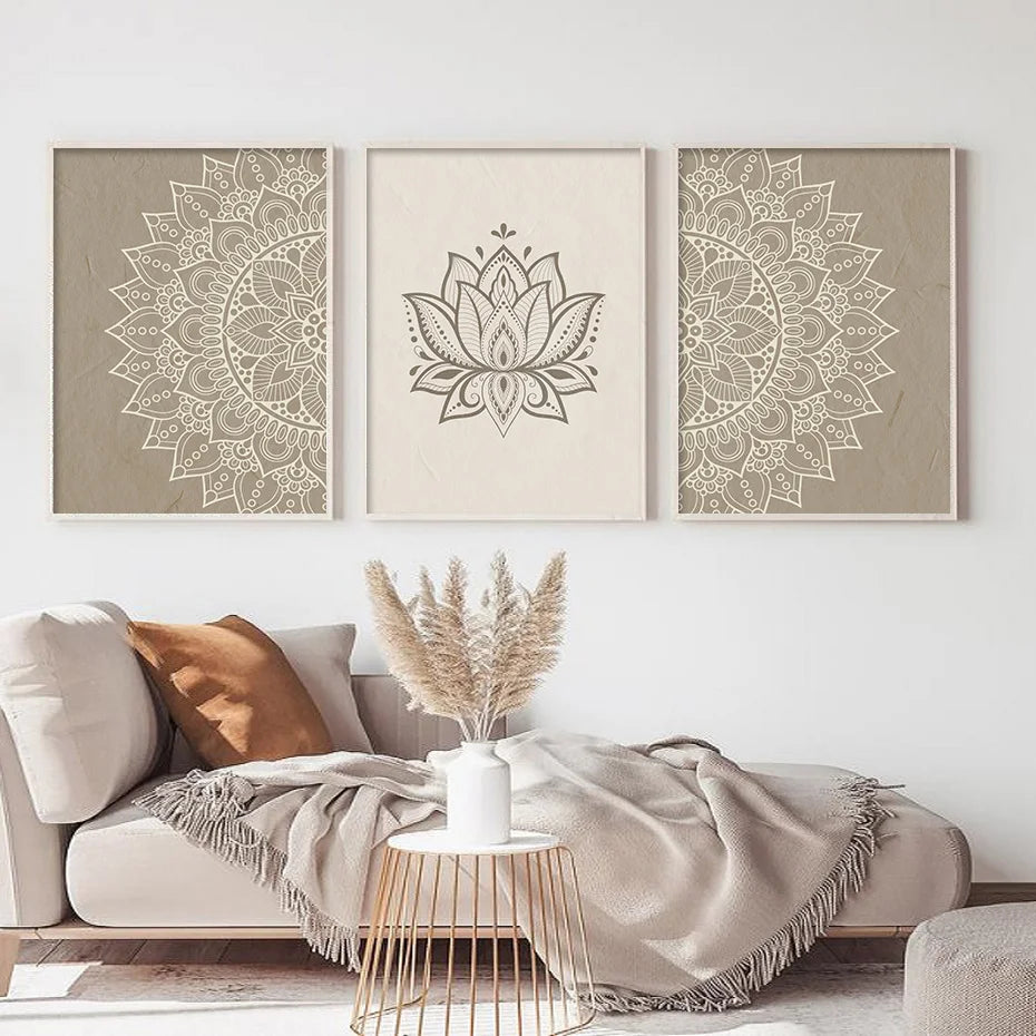 Tableau Fleur de Lotus Beige