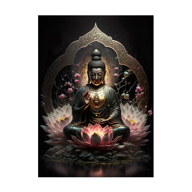Tableau Bouddha Noir Et Blanc