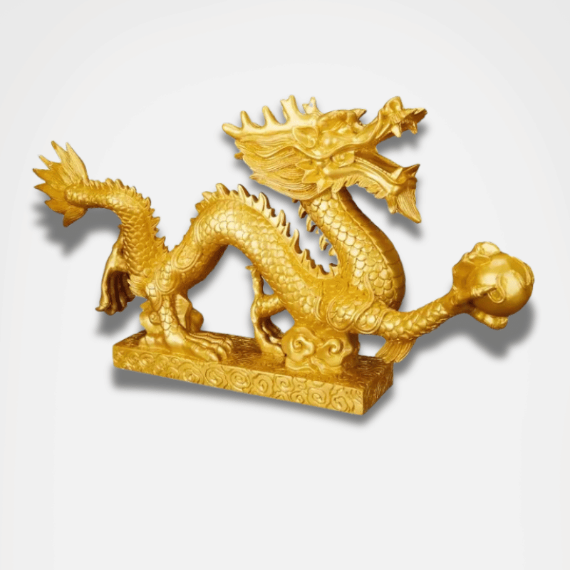 Statue Dragon Dorée en résine
