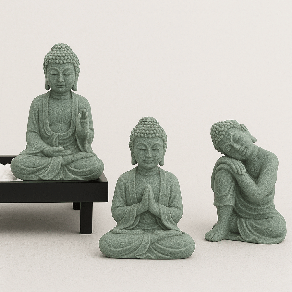 Statuette de Bouddha en Grès Vert