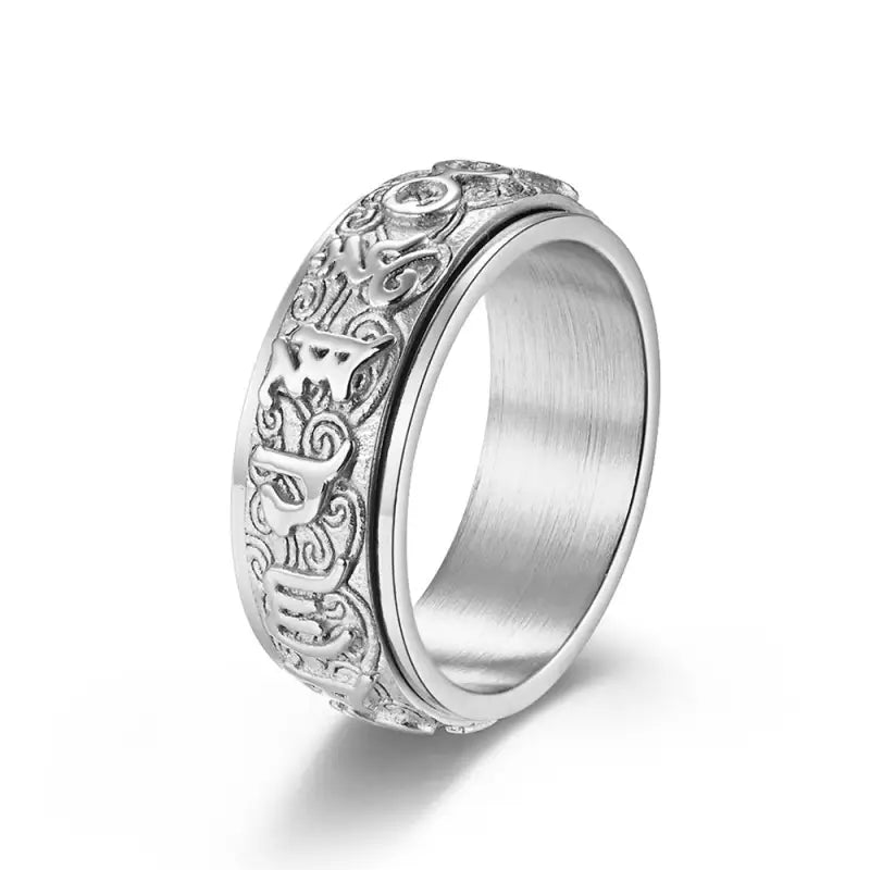 Bague Mantra Bouddhiste Argent - 51.9 mm / Argent