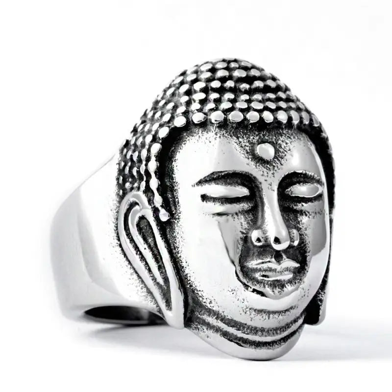Bague tête de Bouddha - 54.4 mm / Argent