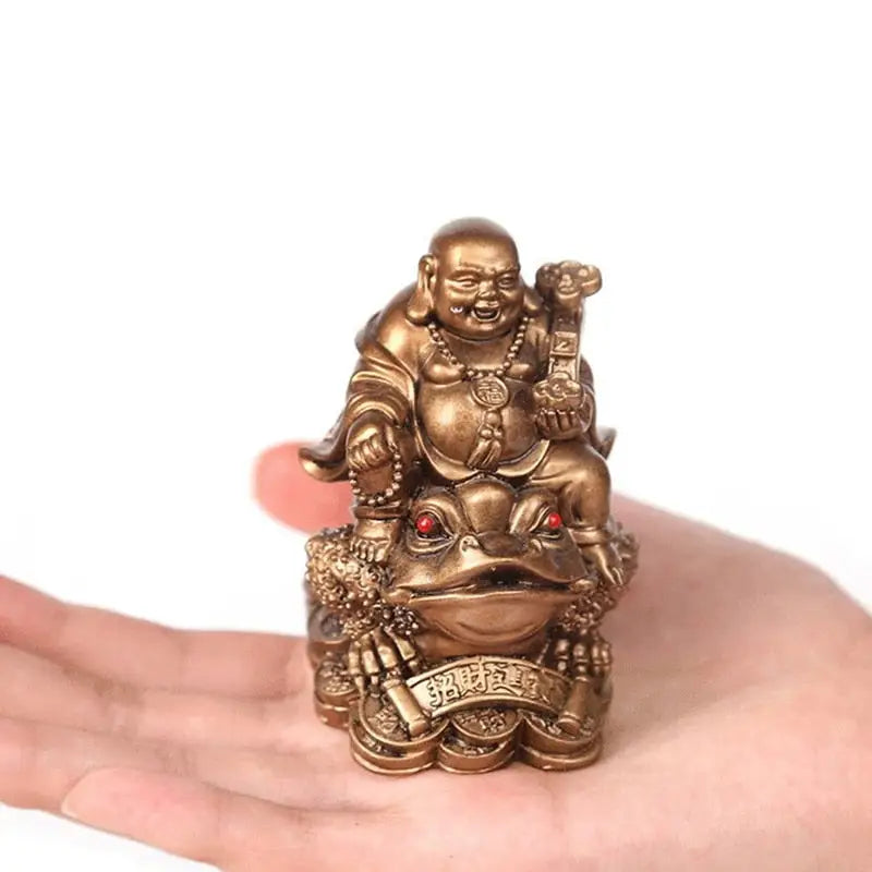 Bouddha rieur sur un Crapaud - Bronze