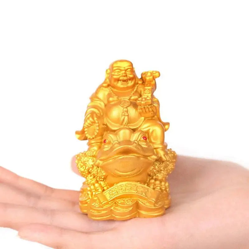 Bouddha rieur sur un Crapaud - Or