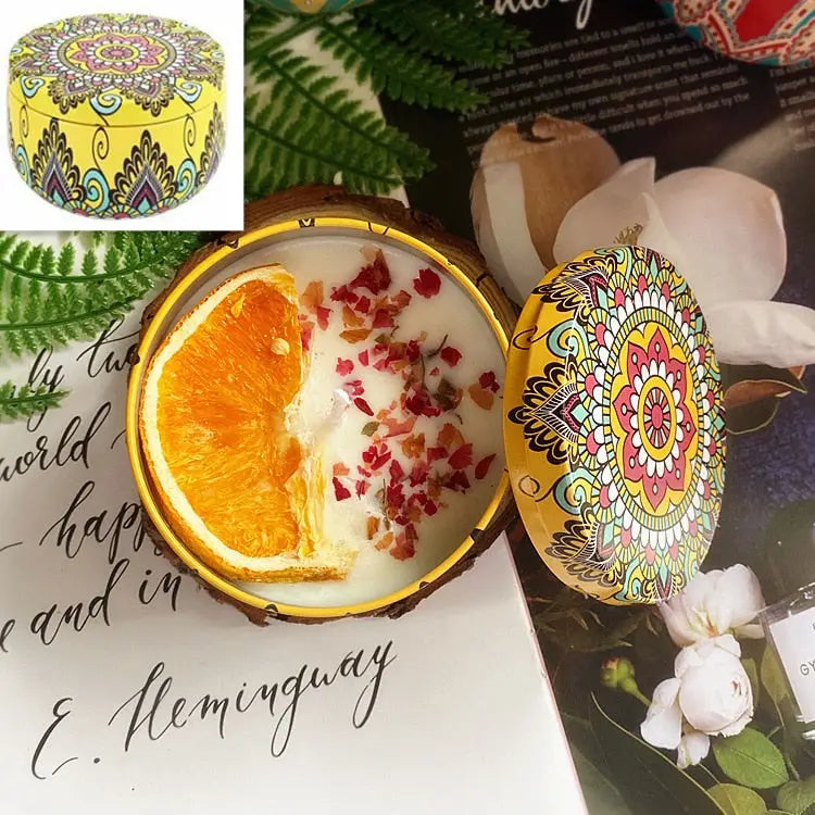 Bougies parfumées aux fleurs séchées - orange