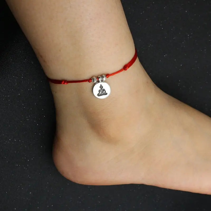 Bracelet de cheville Bouddhiste Rouge - Bouddha