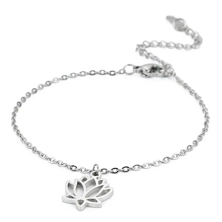 Bracelet de cheville Fleur de Lotus - Argent