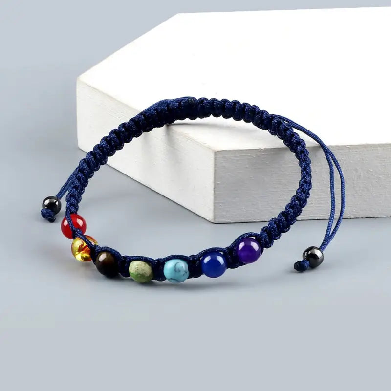 Bracelet Perles 7 Chakra - Bleu Marine