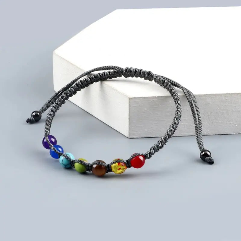 Bracelet Perles 7 Chakra - Gris
