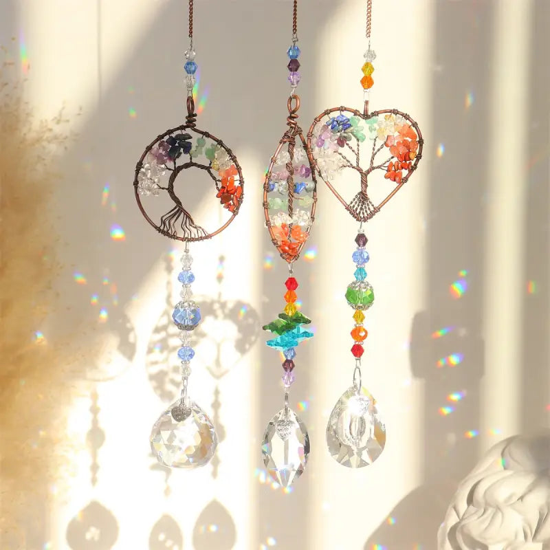 Capteur de soleil Arbre de vie Chakra - 3 pieces