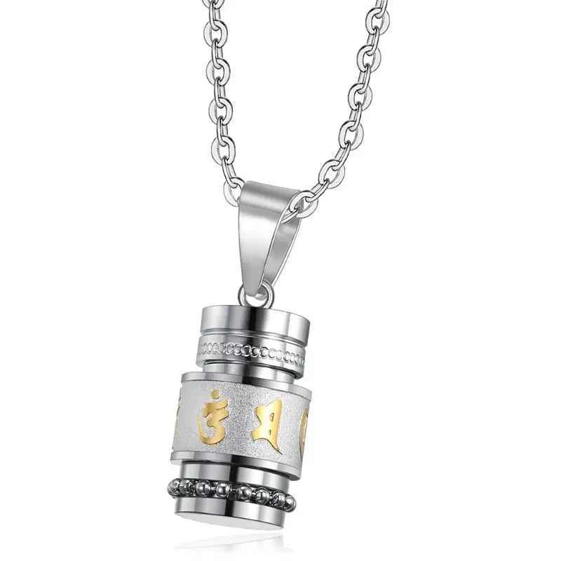 Collier Mantra Bouddhiste Om Mani Padme Hum - Argent