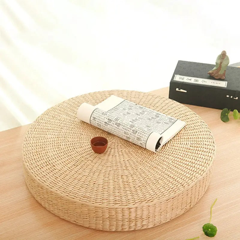 Coussin de méditation en paille Tissée