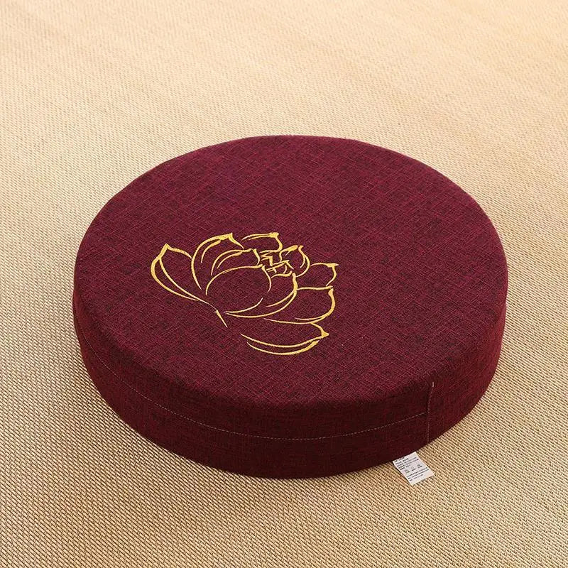 Coussin de méditation fleur de lotus dorée - Rouge Sang /